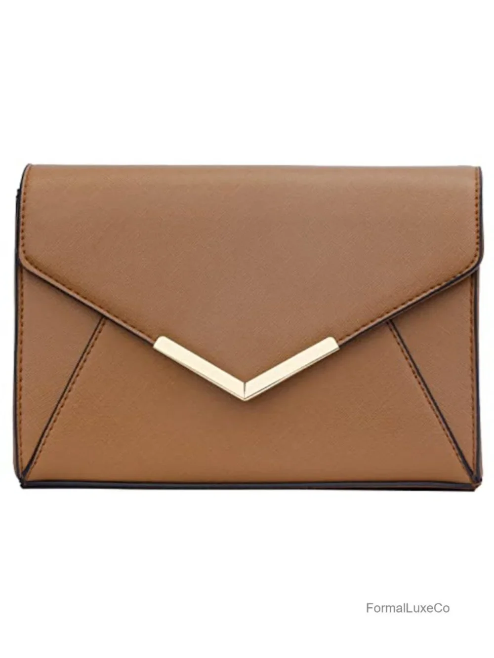 Faux Leather Evening Envelope Clutch Purse with Detachable Chain Strap
